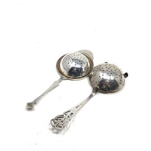 73 - 2 vintage silver tea strainers weight 97g