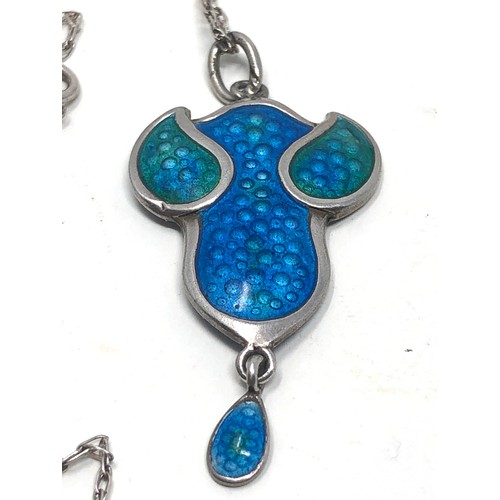 103 - An antique silver & enamel Art Nouveau pendant Pendant measures approx 35 x 18 mm, chain 17 inches l... 