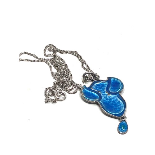 103 - An antique silver & enamel Art Nouveau pendant Pendant measures approx 35 x 18 mm, chain 17 inches l... 