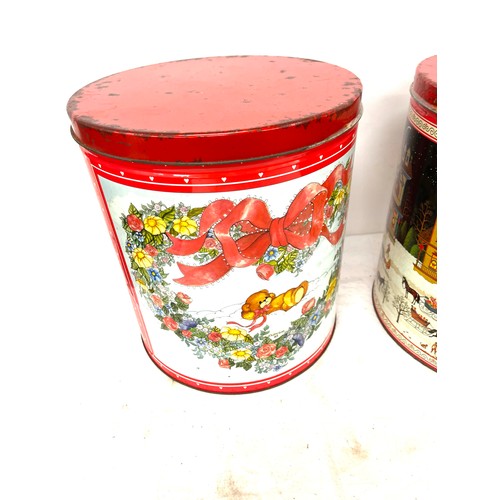 89 - 2 Large vintage Christmas tins, overall height 28cm, diameter 25cm