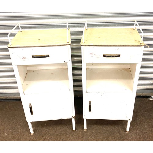 529 - Pair of vintage fad metal Hungarian medical cabinets measures approx 89cm tall 41cm wide 37cm depth