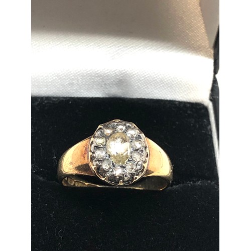 146 - An antique 18 carat gold rose diamond ring middle stone approx. 5.6 x 4.3 mm. 4.5 grams.