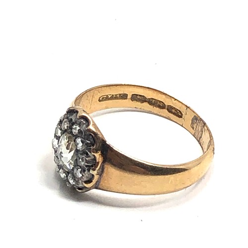 146 - An antique 18 carat gold rose diamond ring middle stone approx. 5.6 x 4.3 mm. 4.5 grams.