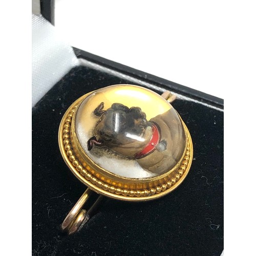 123 - An antique 18ct gold essex crystal brooch of a pug. 
 measures approx 32mm wide and  21 mm overall  ... 