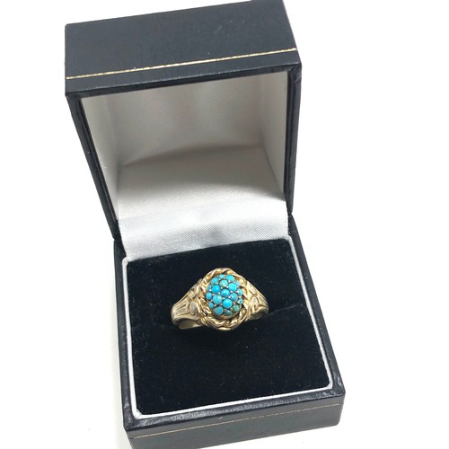 188 - Antique 9ct gold turquoise ring . Approx. 4.3 grams.