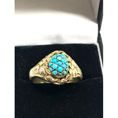 188 - Antique 9ct gold turquoise ring . Approx. 4.3 grams.