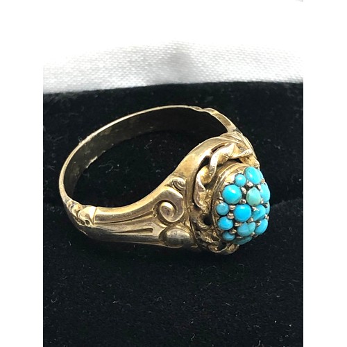 188 - Antique 9ct gold turquoise ring . Approx. 4.3 grams.