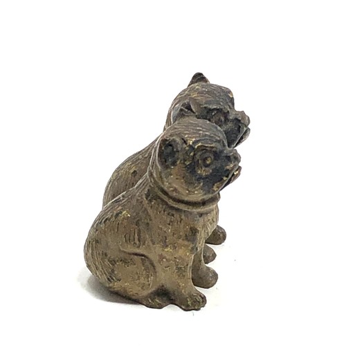 116 - antique cold painted bronze of two sitting pugs, possibly by Bergman.  All original, with paint loss... 