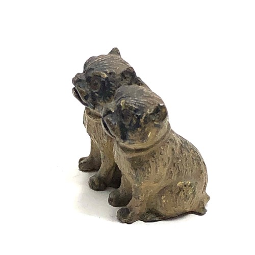 116 - antique cold painted bronze of two sitting pugs, possibly by Bergman.  All original, with paint loss... 