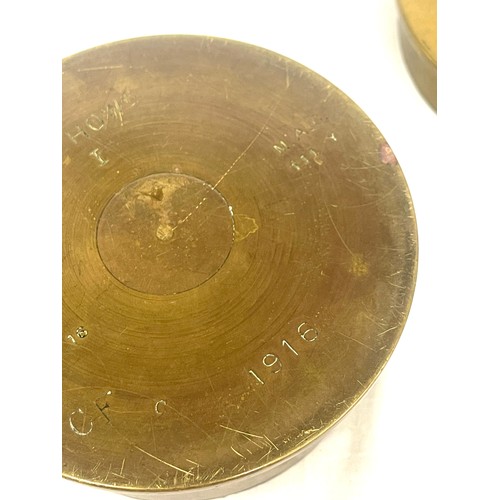 77 - Trench art 1916 brass circular trinket, approximate diameter 15cm