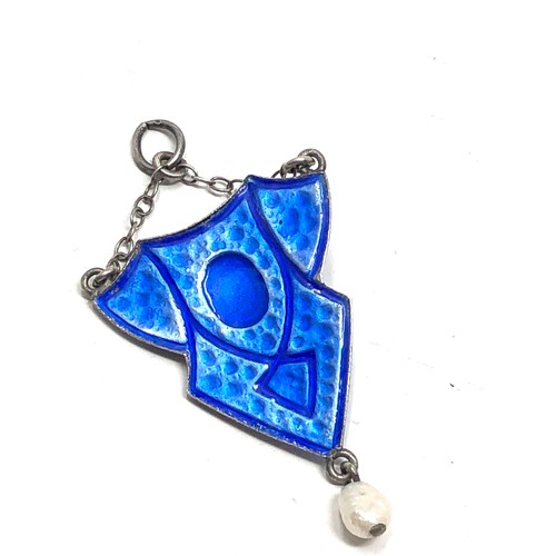 111 - Antique silver & enamel art nouveau pendant measures approx 5cm drop