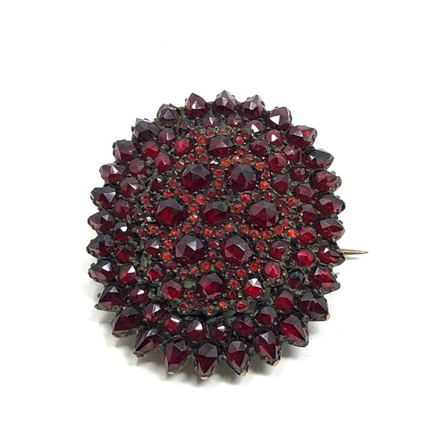 147 - Antique Bohemian garnet locket back pendant / brooch  measures approx 4.1 by 3.3cm