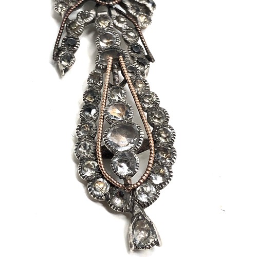 104 - Fine c1780 Antique Iberian Chandelier long drop earrings measure approx 8.6cm drop missing stone