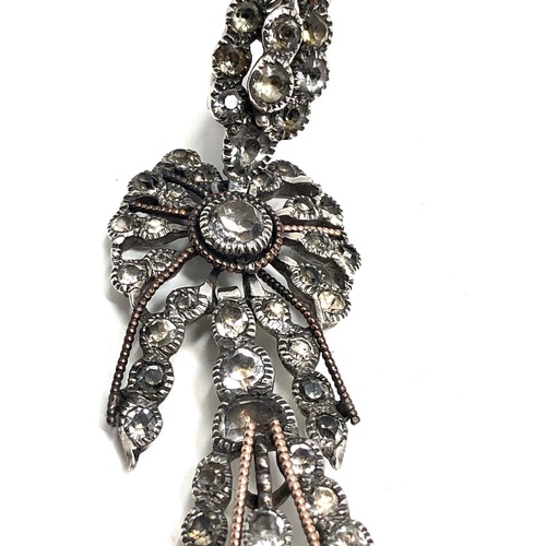 104 - Fine c1780 Antique Iberian Chandelier long drop earrings measure approx 8.6cm drop missing stone