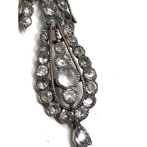 104 - Fine c1780 Antique Iberian Chandelier long drop earrings measure approx 8.6cm drop missing stone