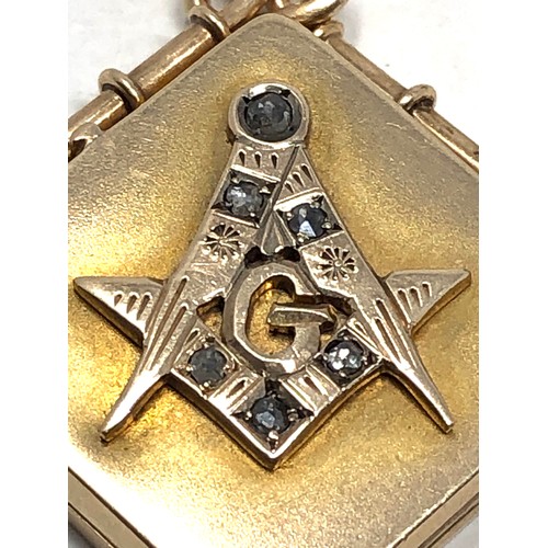 137 - Antique 9ct gold rose diamond masonic locket measures approx 3.8cm drop by 2.9cm wide weight 7g