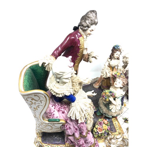 410 - large volkstedt  porcelain figure group measures approx 60cm wide height by 45cm high minor damage a... 