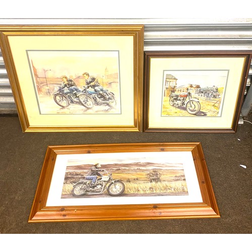 95 - 3 Framed bike prints largest measures 27.5