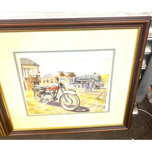 95 - 3 Framed bike prints largest measures 27.5