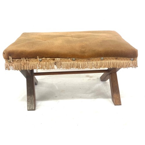 519 - Upholstered footstool with wooden cross legs