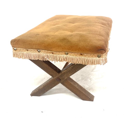 519 - Upholstered footstool with wooden cross legs