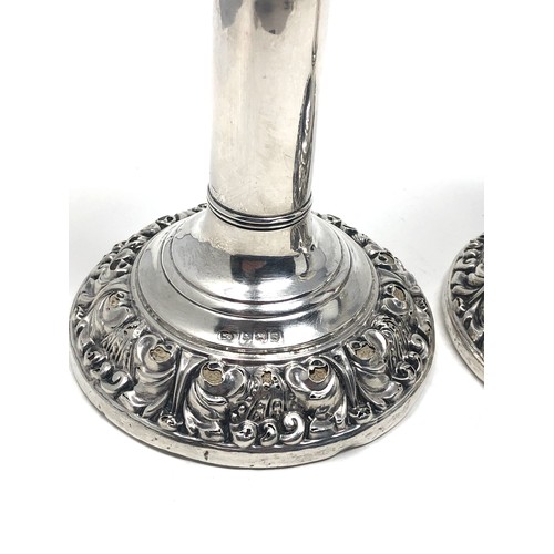 59 - Pair of antique silver candlestick measure approx height 13cm high age related wear to details