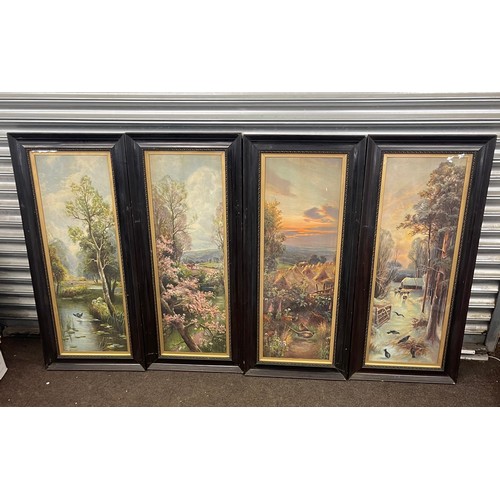 556 - The 4 seasons antique framed prints, approximate measurements: Height 40 inches, Width 8 inches
