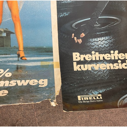 517 - 2 Vintage original Pirelli advertising cardboard posters, approximate size of each: Height 84cm by 7... 