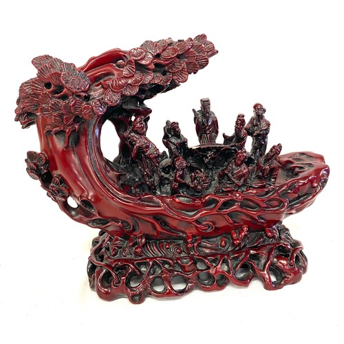 74 - Carved oriental resin ornament, approximate measurements Height 6.5 inches, Length 8 inches