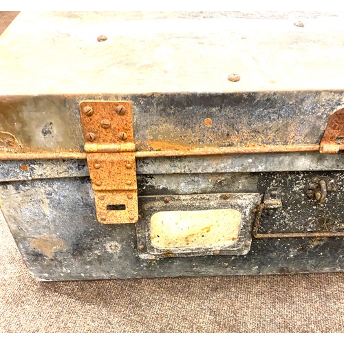 537 - Vintage metal trunk, approximate measurements: Height 12 inches, Length 32 inches, Depth 17.5 inches