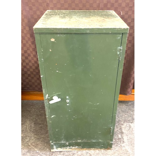 535 - 1 Door narrow metal storage cupboard, no key, approximate measurements: Height 36 inches, Width 18 i... 