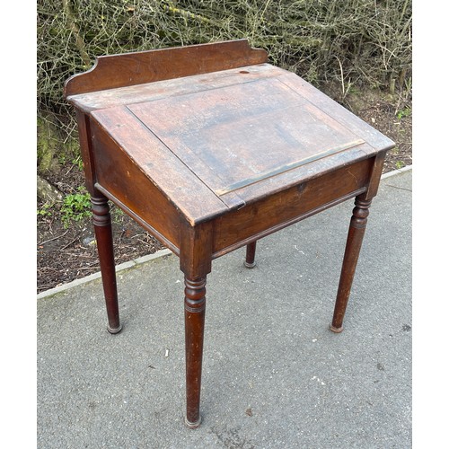 548 - Vintage mahogany lecturers desk, approximate measurements: Height 38 inches, Width 30 inches, Depth ... 