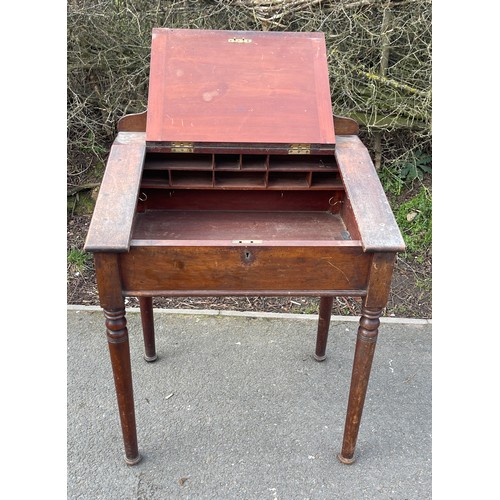 548 - Vintage mahogany lecturers desk, approximate measurements: Height 38 inches, Width 30 inches, Depth ... 