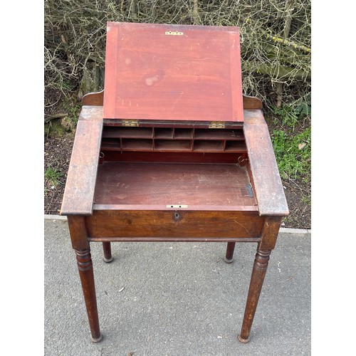 548 - Vintage mahogany lecturers desk, approximate measurements: Height 38 inches, Width 30 inches, Depth ... 