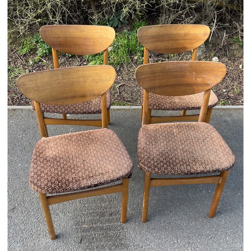 567 - Vintage table and 4 teak chairs, 1960's design, some staining to top, age related wear