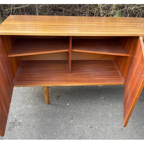 546 - Vintage teak long, low 2 door, 3 draw sideboard, signed:   Approximate measurement: Height 29 inches... 