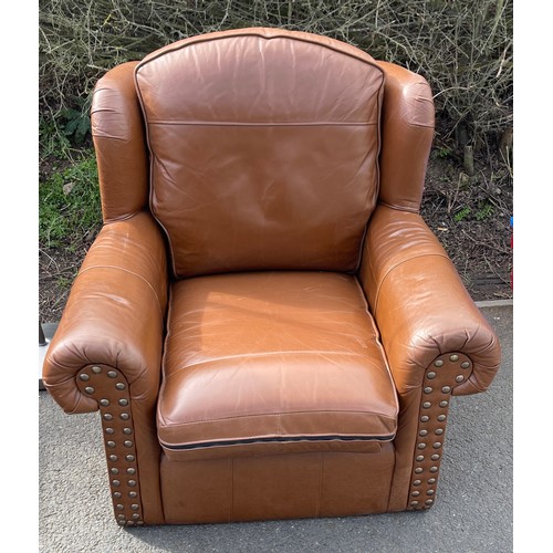 542 - Thomas Lloyd leather chair and footstool