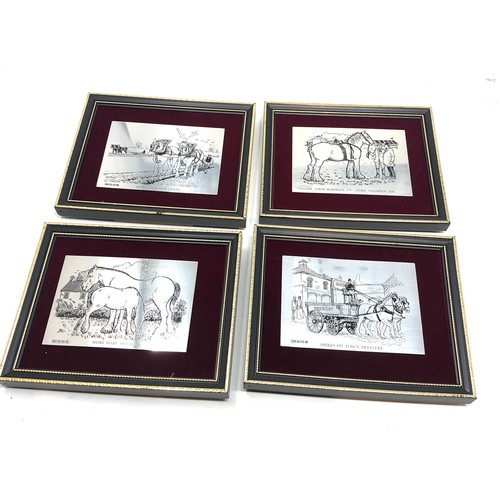 60 - 4 framed silver picture plaques all with birmingham silver hallmarks plaque measures 9.5cm by 6.7cm