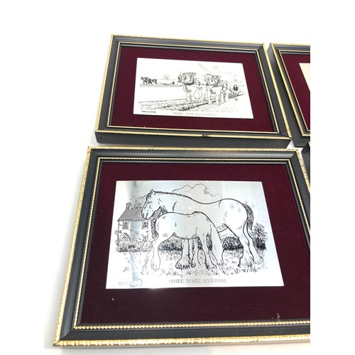 60 - 4 framed silver picture plaques all with birmingham silver hallmarks plaque measures 9.5cm by 6.7cm