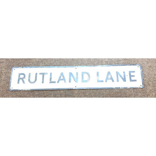 98 - Vintage metal Rutland Lane street sign, approximate measurement: Height 9 inches Width 47 inches