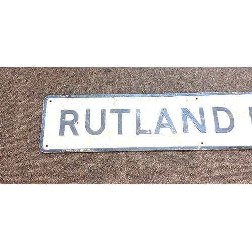 98 - Vintage metal Rutland Lane street sign, approximate measurement: Height 9 inches Width 47 inches