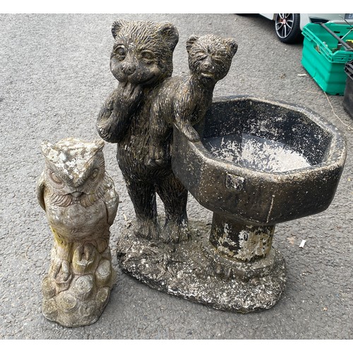 100H - Concrete teddy bear planter,