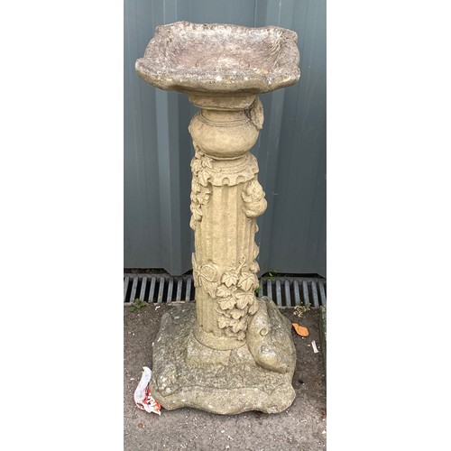 100N - Vintage ornate concrete bird bath,