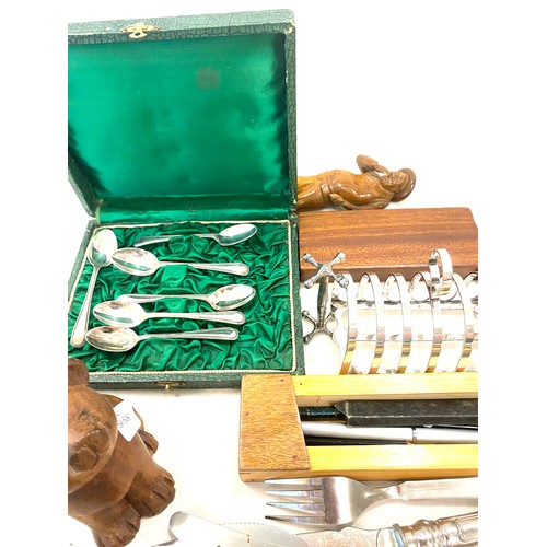 171 - Box of assorted cutlery and pens