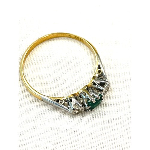 570 - Ladies 9ct gold and platinum emerald and diamond dress ring, approximate weight 2.2g, ring size P