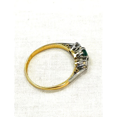 570 - Ladies 9ct gold and platinum emerald and diamond dress ring, approximate weight 2.2g, ring size P