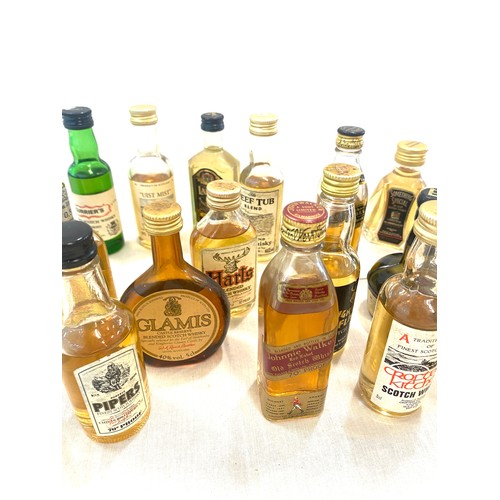 185 - Large selection of Whisky miniatures includes Johny Walker, Scotch, Black label etc