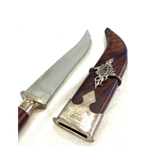 81 - Rob Miller knife, carved dagger, silver detail to shealth