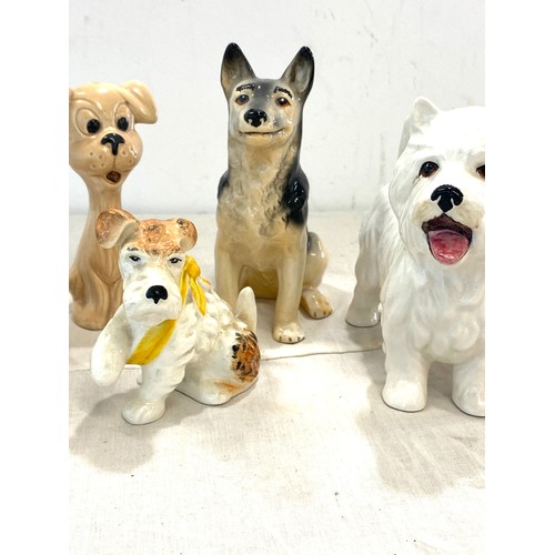 184 - Selection of 5 Sylvac dog ornaments, to include 3296, 1378, 1433 all in good overall condition