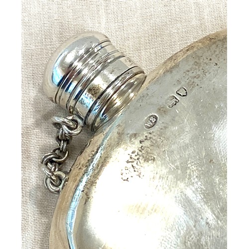 606 - Silver hallmarked hip flask, some dents, dinks, etc please view images, approximate weight 90g